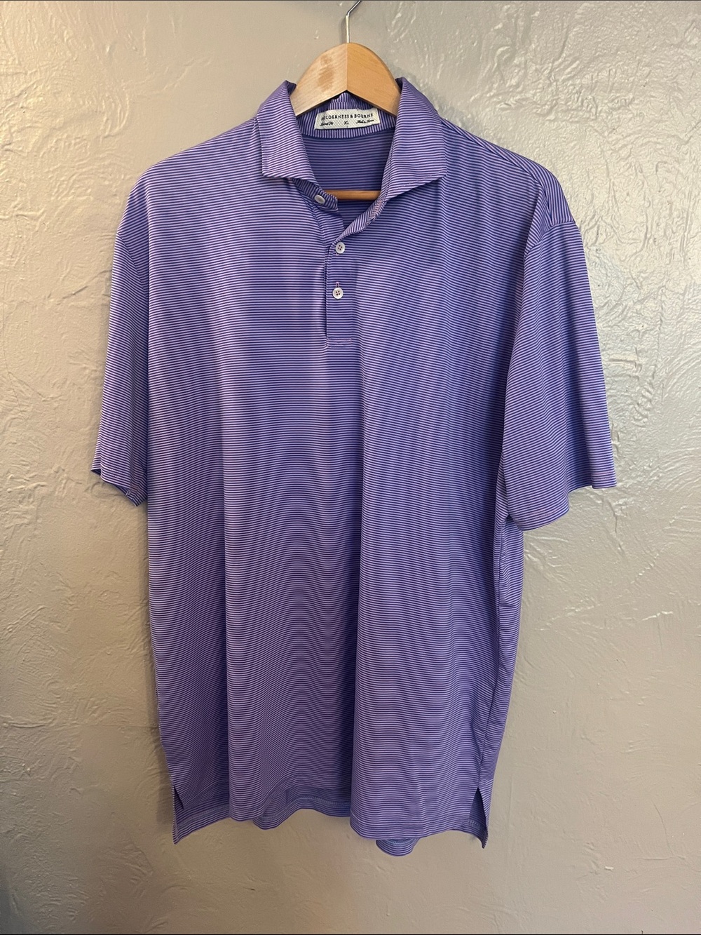 Holderness & Bourne Lavender and Pink Stripe Performance Polo Shirt XL